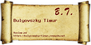 Bulyovszky Timur névjegykártya